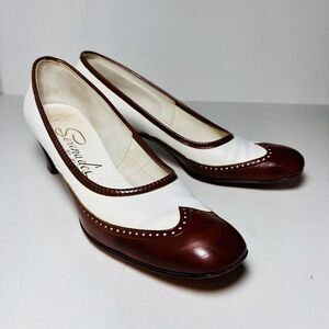 Vintage Serenades By Florsheim Spectator Brown White Leather Wing Tip Pumps 9 3A